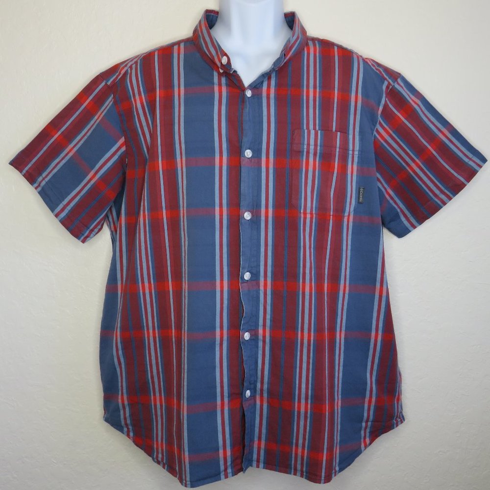 Columbia* Men's Short Sleeve Button Down Curved Hem Pocket plaid Shirt~ Size XXL